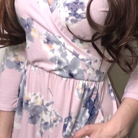 2 LEFT! Lilac floral surplice dress - Picture 7 of 7